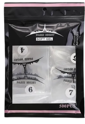 Tips Soft Gel o Press On Prelimadas bolsa x 500 PARIS NIGHT (PN20751)